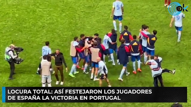 Locura total: así festejaron los jugadores de España la victoria en Portugal