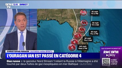 L'ouragan Ian se renforce et passe en catégorie 4 "extrêmement dangereuse"