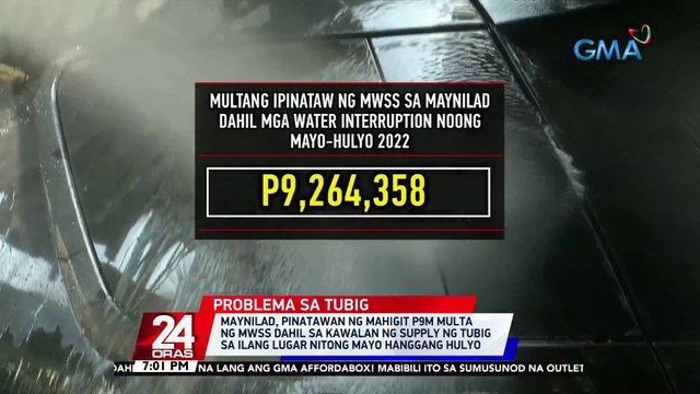 Maynilad, pinatawan ng mahigit P9-M multa ng mwss dahil sa kawalan ng supply ng tubig sa ilang lugar nitong Mayo hanggang Hulyo | 24 Oras