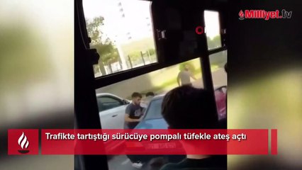Trafikte tartıştığı sürücüye pompalı tüfekle ateş açtı
