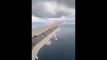 Pasajeros de avión captaron una tromba marina en pleno vuelo