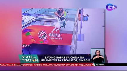 Batang babae sa China na lumambitin sa escalator, sinagip | SONA