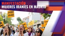 Manifestación de mujeres iraníes en la embajada de Irán en Madrid