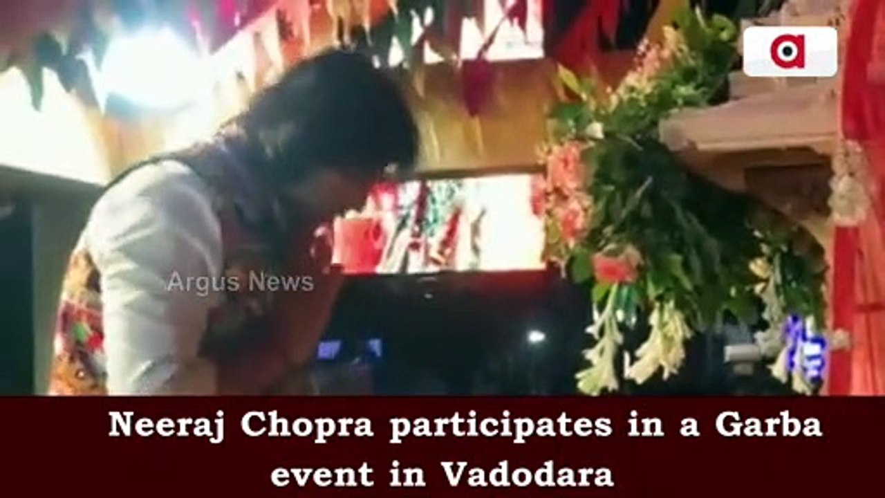Neeraj Chopra participates in a Garba event in Vadodara