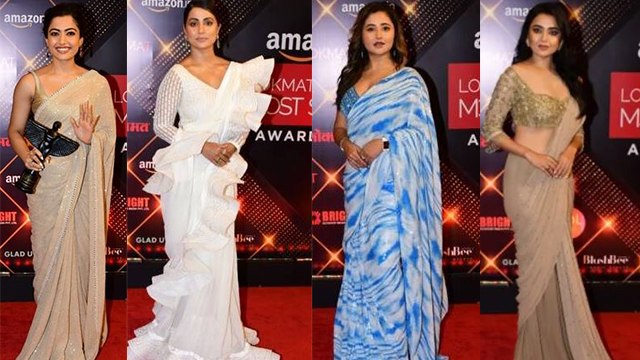 Hina Khan,Tejasswi Prakash, Rashmi desai, Rashmika Saree में कौन लगा ज्यादा Hot | Boldsky *Lifestyle