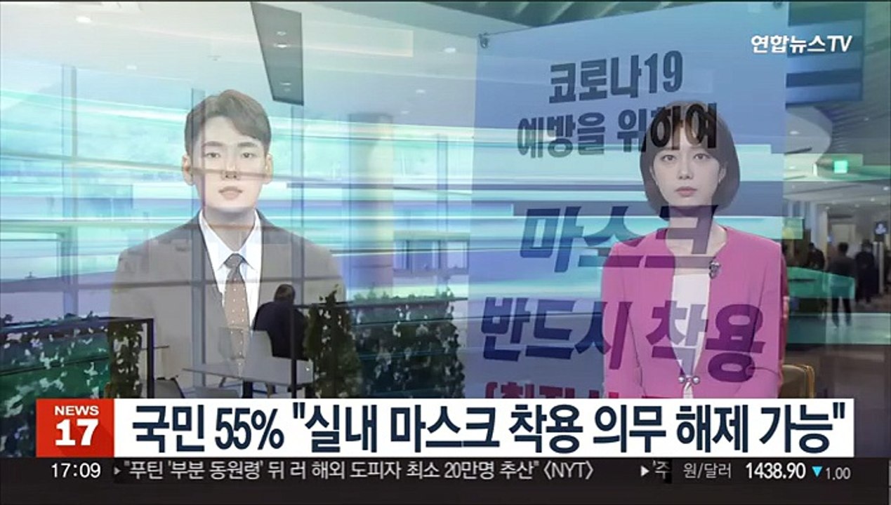국민 55% "실내 마스크 착용 의무 해제 가능"