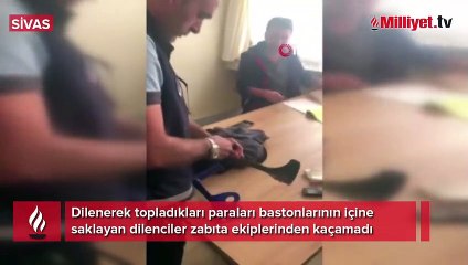 Dilencinin bastonundan çıkan paralar şoke etti!