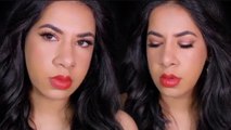 Red bold lip makeup tutorial f.t. Soft Glam Pallete ABH cosmetics