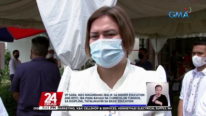 VP Sara: mas magandang ibalik sa higher education ang ROTC; iba pang bahagi ng curriculum tungkol sa disiplina, tatalakayin sa basic education | 24 Oras