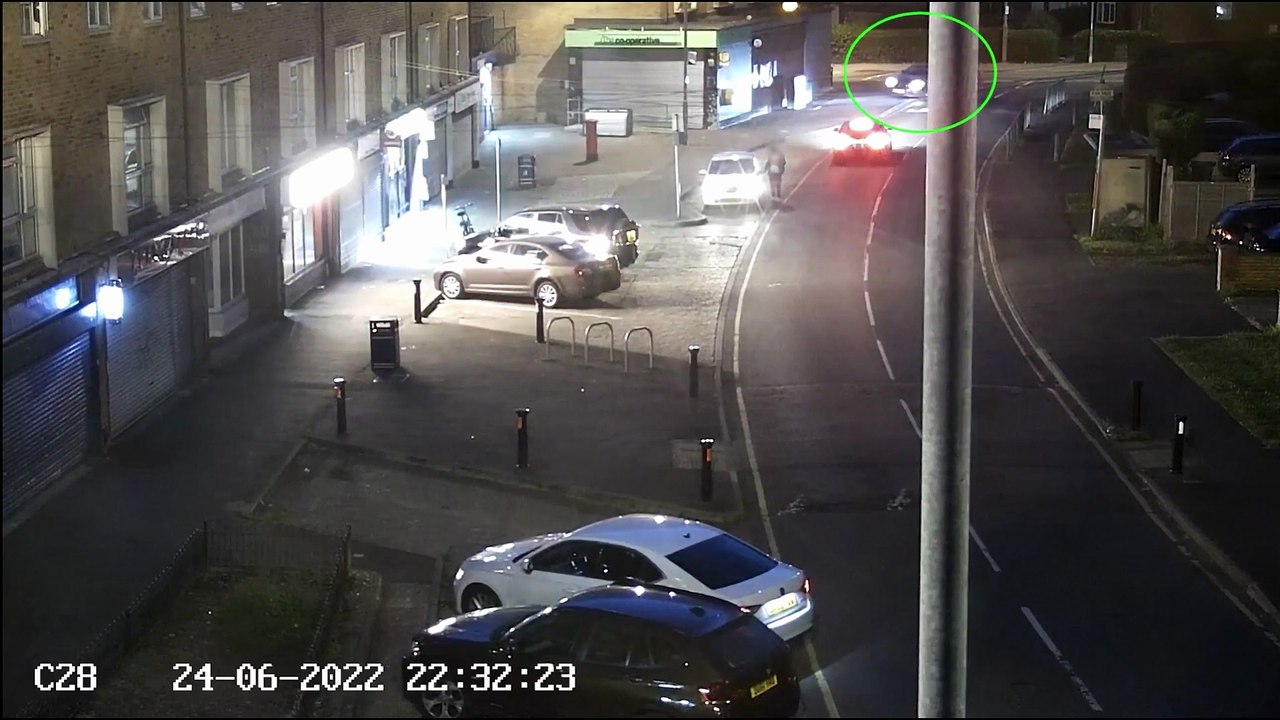 Hugo Fernandes drives along a Corby pavement moments before he hits a group of teens on a zebra crossing