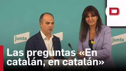 Turull intenta impedir que una periodista le pregunte en español: «En catalán, en catalán»