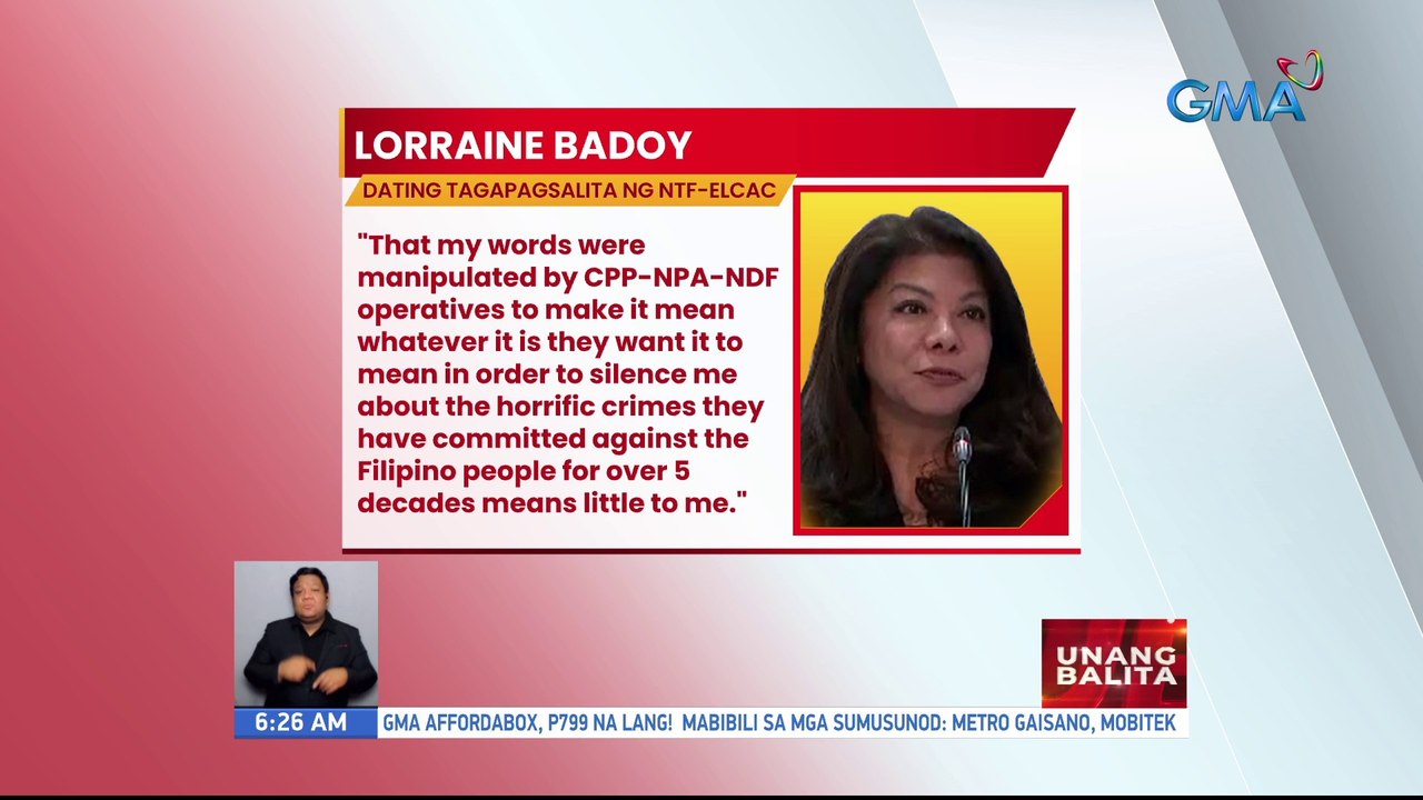 Pahayag ni Lorraine Badoy, dating tagapagsalita ng NTFELCAC UB