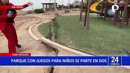 ¡Peligro constante! Parque de malecón “se parte en dos” en San Miguel