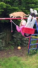 Kedi çocuğu salıncaktan düşürdü