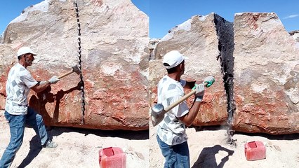 The process of cracking open giant rocks is both COMPELLING & SATISFYING to watch