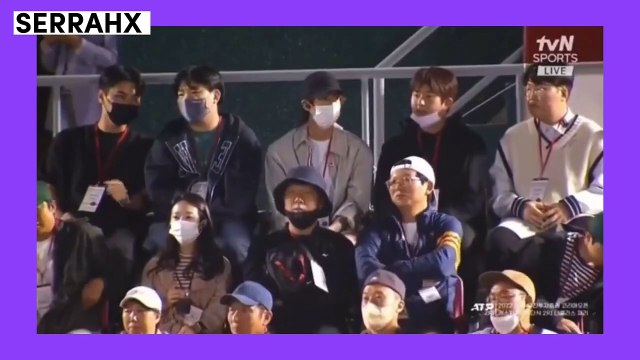 [Eng Sub] BTS Jin watching a Tennis match! [9-29-22]