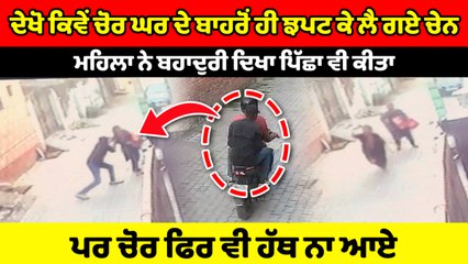 ਘਰ ਦੇ ਬਾਹਰੋਂ ਹੀ ਝਪਟ ਕੇ ਲੈ ਗਏ ਚੇਨ, ਬਹਾਦਰ ਮਹਿਲਾਂ ਨੇ ਕੀਤਾ ਪਿੱਛਾ ਦੇਖੋ ਫਿਰ ਕਿ ਹੋਇਆ | OneIndia Punjabi