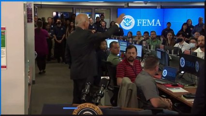 Joe Biden pauses Hurricane interview to talk to emergency service staff