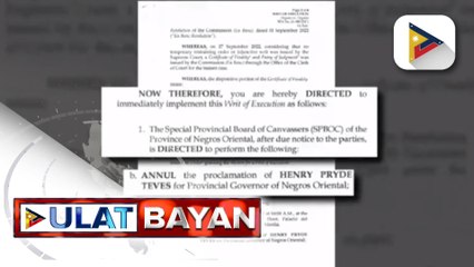 Pagkakapanalo ni incumbent Gov. Henry Teves, ipinapawalang-bisa ng Comelec