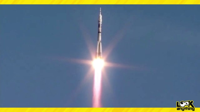 The Russian Soyuz spacecraft launches on its way to the International Space Station.