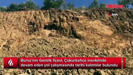 Gemlik’te yol çalışmasında tarihi kalıntılar bulundu