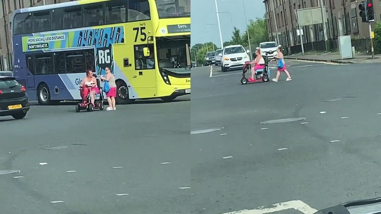 Woman struck by panic as her mobility scooter breaks down on a busy road