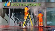 Scottish Power HQ in Glasgow covered in red paint after energy price hike