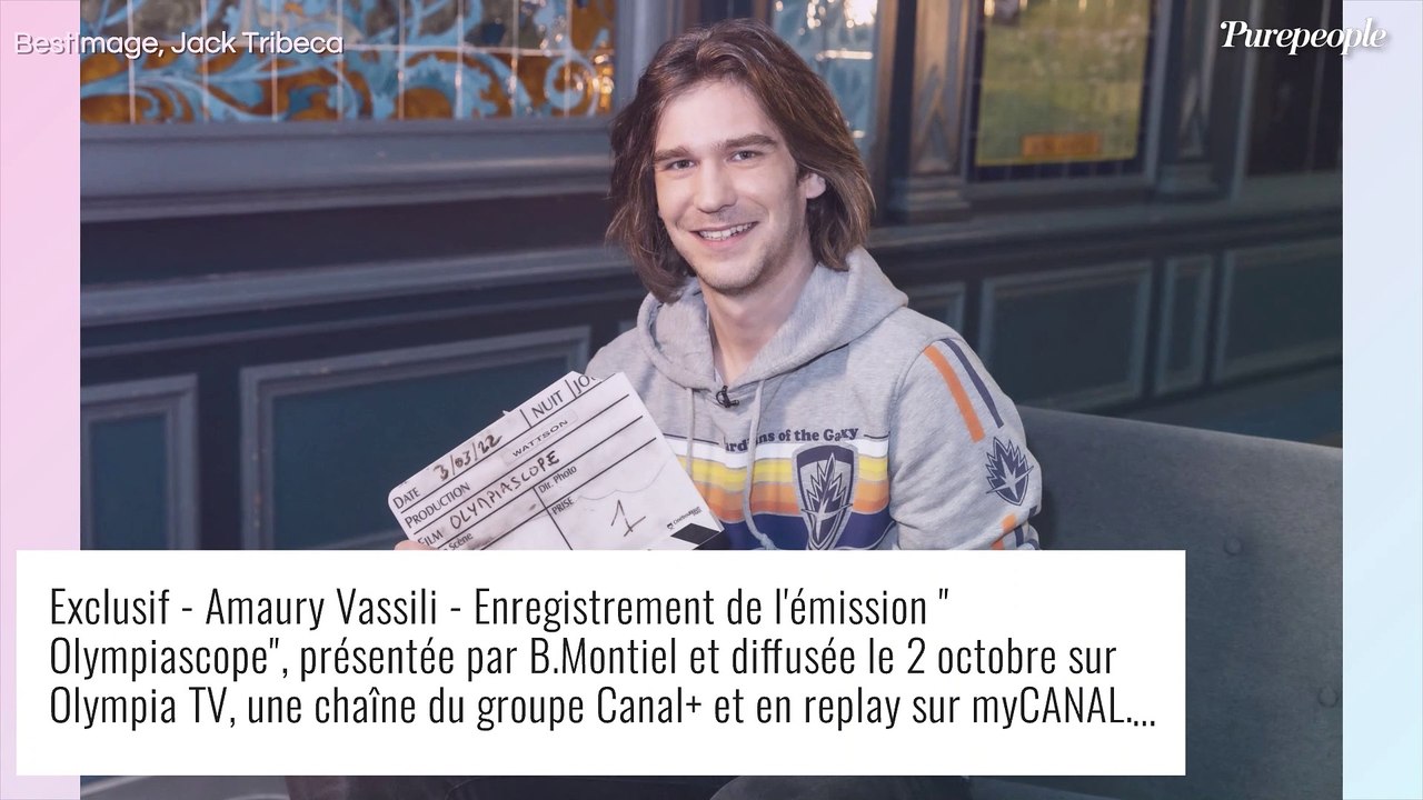 Amaury Vassili rayonnant face à Bernard Montiel pour Olympiascope