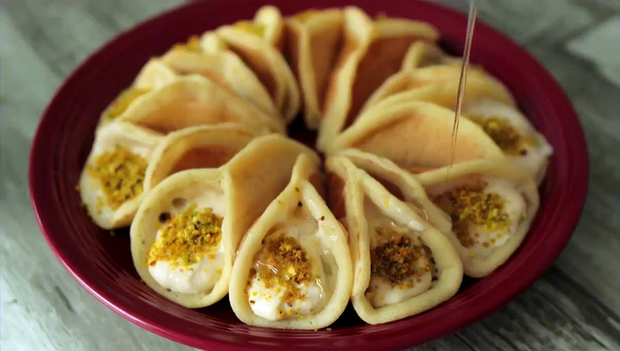 قطايف فلسطينية ب اربعة حشوات مدهشة  Palestinian Qatayef with 4 amazing fillings