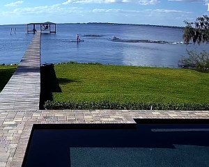 Security Cameras Capture Paddle Boarders Encountering Manatees