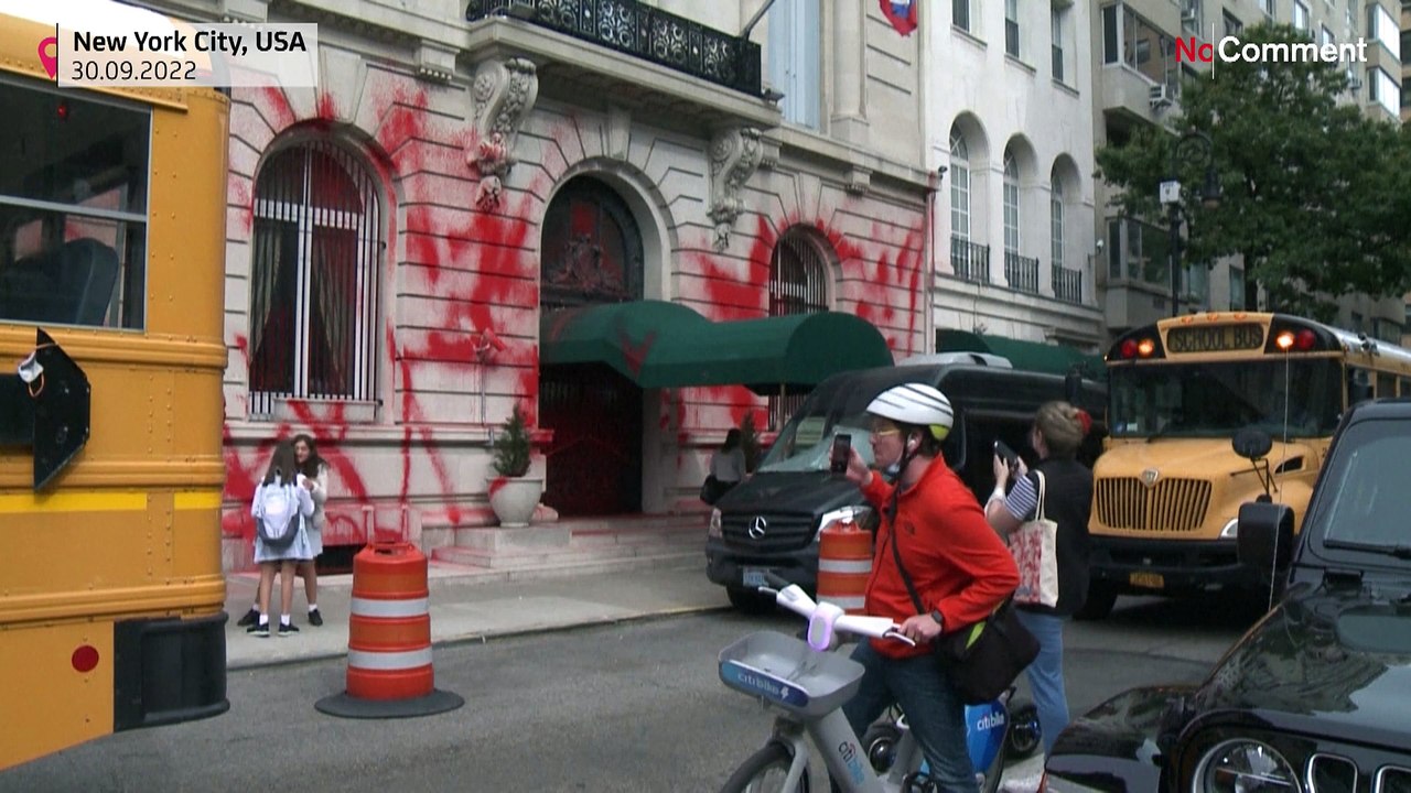 Russian consulate in New York vandalized with red paint