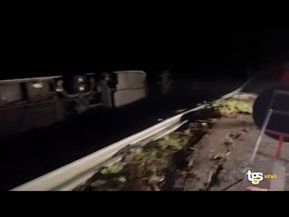 Una tromba d'aria fa finire in una scarpata della Palermo-Sciacca un autobus di linea