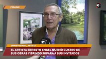 El artista Ernesto Engel quemó cuatro de sus obras y brindó jopará a sus invitados