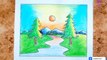 Sunset scenery drawing for kids || Easy drawing || oil pastel colour || #oilpastel #drawing