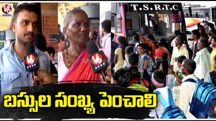 Dasara Effect _ Heavy Rush In  JBS,MGBS Bus Stands At Hyderabad _ V6 News