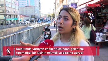 Gaziosmanpaşa'da kaldırımda yürüyen kadına tekme şoku