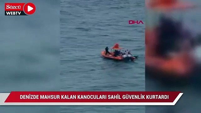 Şile'de denizde mahsur kalan kanocuları sahil güvenlik ekipleri kurtardı