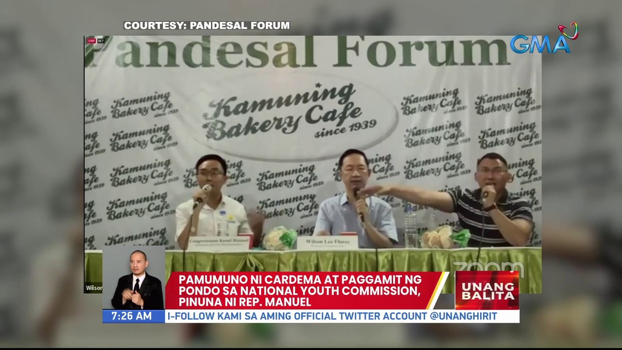 Pamumuno ni Cardem at paggamit ng pondo sa Nat'l Youth Commission, pinuna ni Rep. Manuel | UB