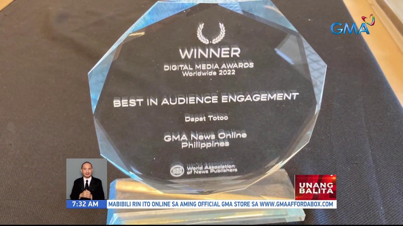 "Dapat Totoo" campaign ng GMA News and Public Affairs, pinarangalan bilang Best in Audience Engagement sa Digital Media Awards Worldwide 2022 | UB