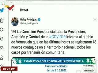 COVID-19 | Venezuela registró 18 casos, todos de transmisión comunitaria y 544.950 recuperados