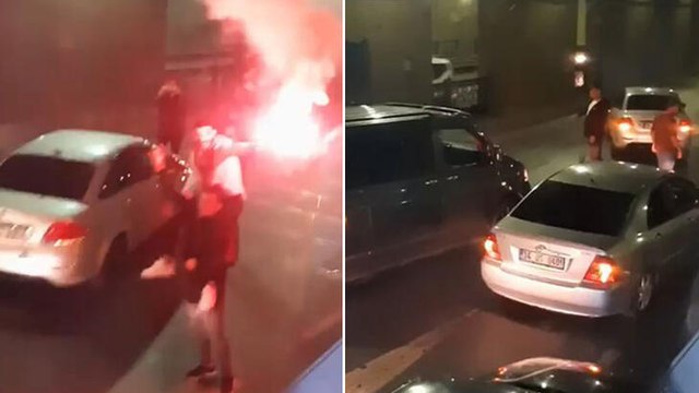 Asker uğurlamasında meşale yakıp yol kestiler