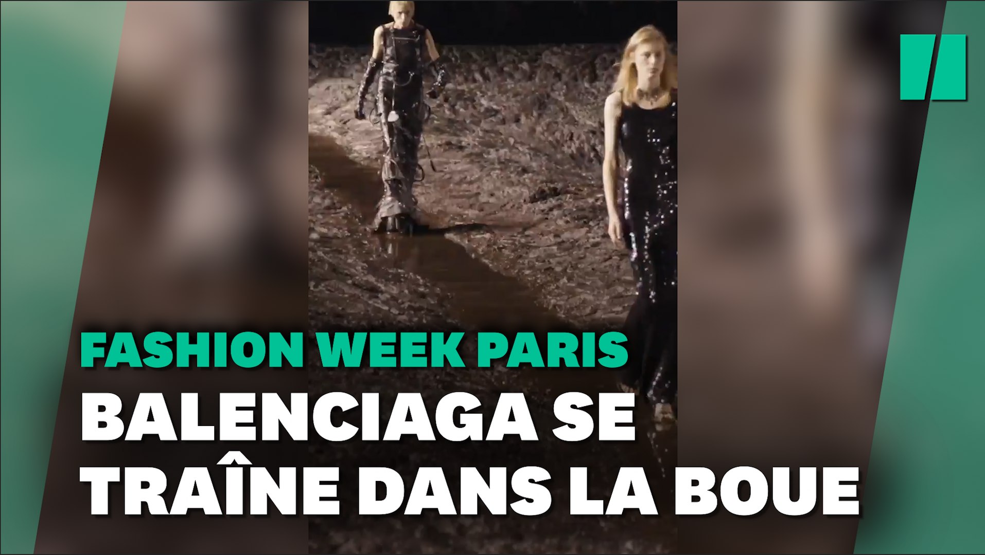 À la Fashion Week de Paris, le défilé Balenciaga a eu lieu dans la boue -  Vidéo Dailymotion