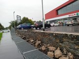 Wall tumbled onto walkway in Culmore, Derry