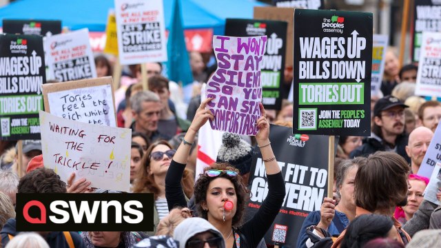 Demonstrations take place outside the Tory Party Conference in Birmingham