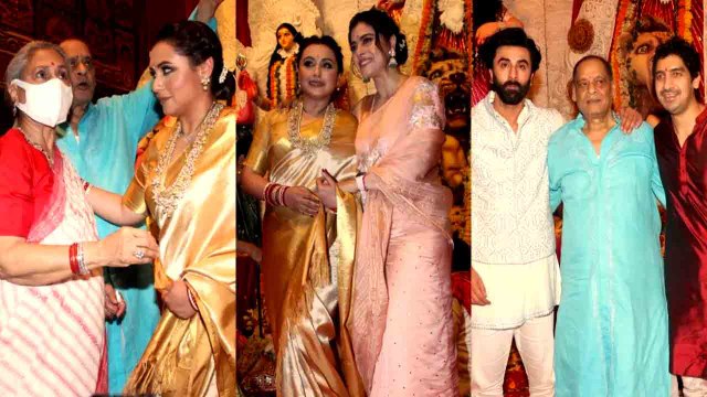 Kajol, Rani Mukerji and Tanishaa Mukerji at Durga Puja on Ashtami with Jaya Bachchan| FilmiBeat