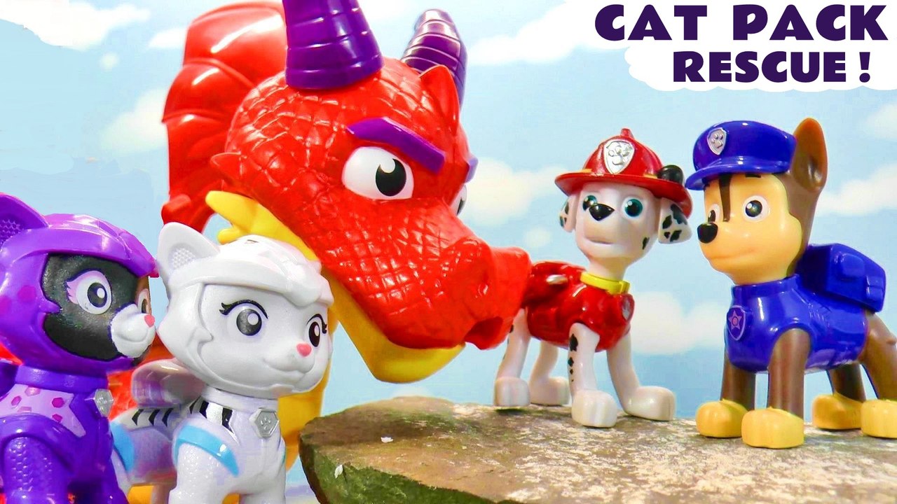 Paw Patrol Mighty Pups Get Rescued by the Cat Pack Toys Story Cartoon ...