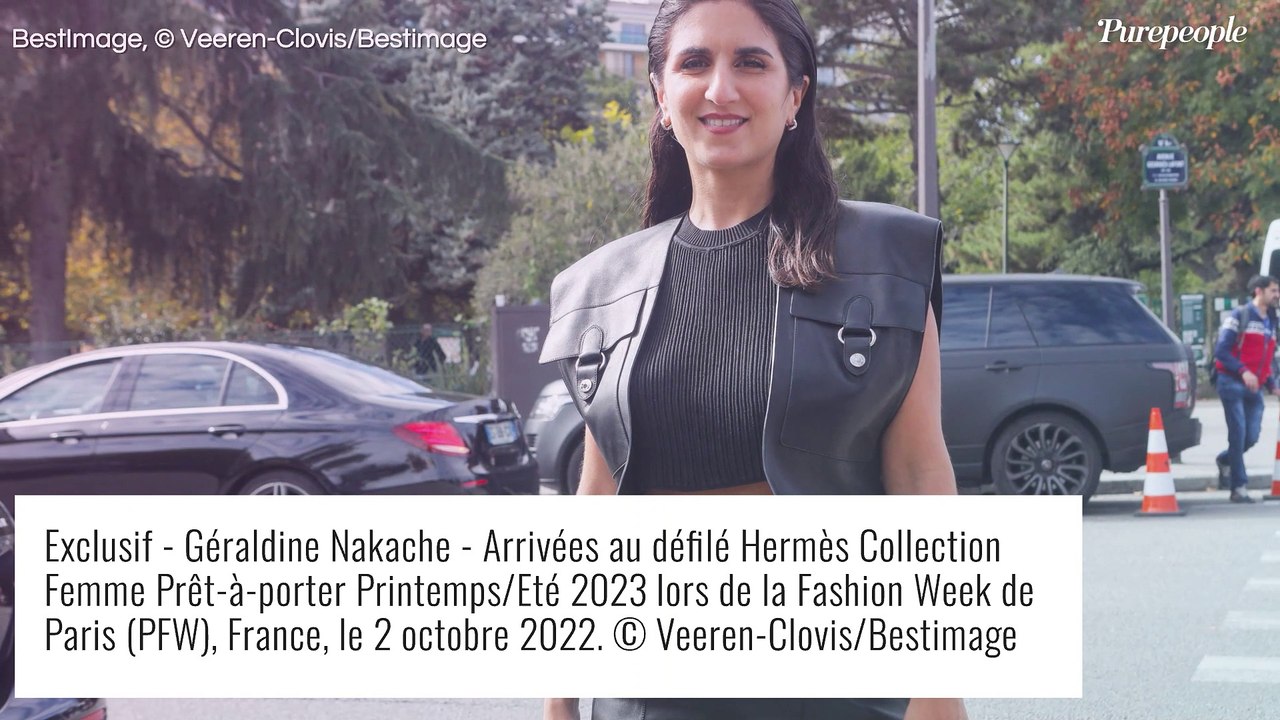 Géraldine Nakache : Ventre à l'air et look cuir, elle se la joue femme fatale au défilé Hermès