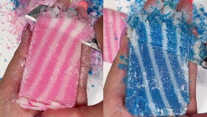 This soap cutting ASMR clip is Real stress-cracker!