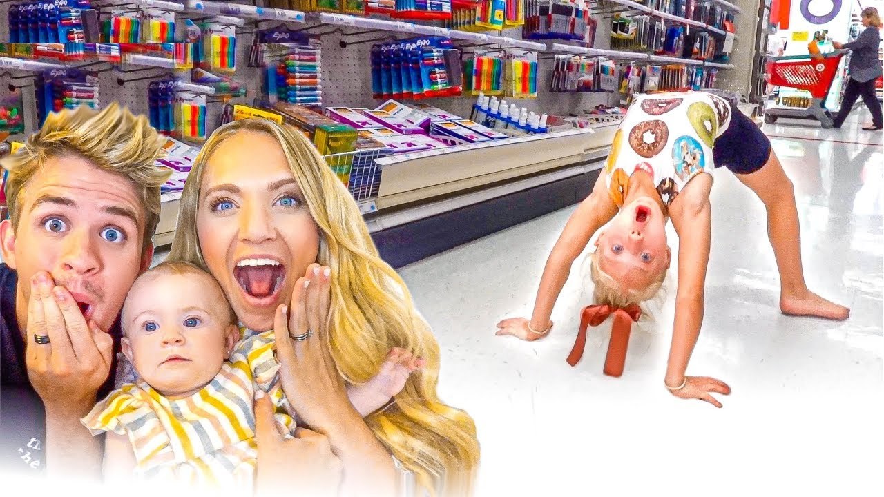 6 Year Old Everleigh Does Hilarious Flexible Gymnastics Moves In Target!!!