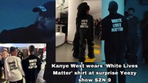 Kanye west white lives matters shirt in Paris fashion week for Yeezy szn 9